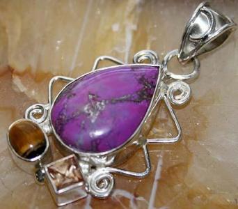 Purple Turquoise, Tiger's Eye in Sterling Silver [0112]