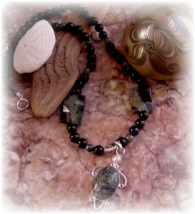 Kambaba Jasper, Black Jasper, Adventurine& Sterling Silver
